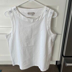 Hobbs London Maddy Vest Sleeveless Boatneck Button Detail Top White Sz M